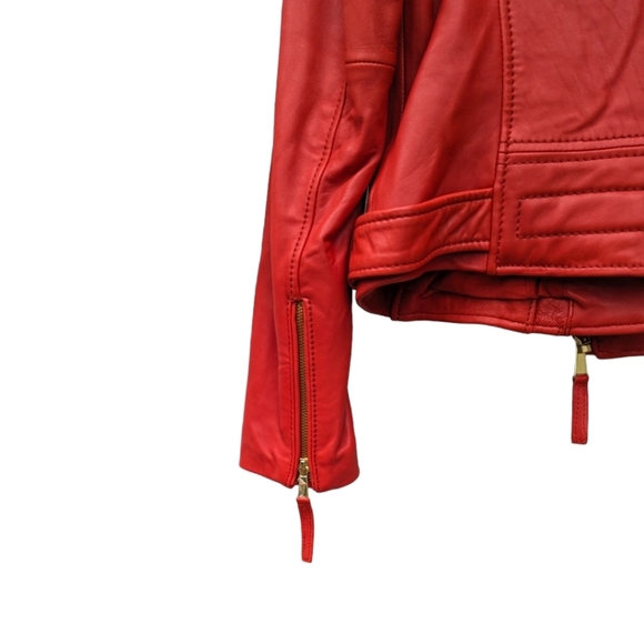 Boston Proper Moto Style Red Leather Jacket Sz S - Picture 11 of 13